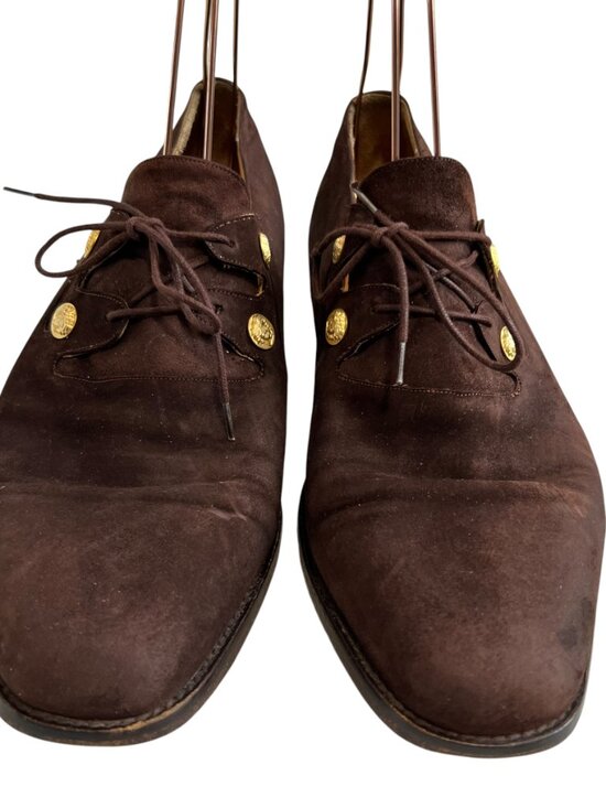 Mezlan dress shoes chocolate brown suede gold coin lace up mens 12 main image 10